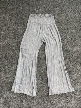 High-Waisted Silver Wide-Leg Pants